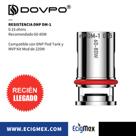 Resistencias Dovpo Serie DNP Exclusivas para Atomizador DNP Pod Tank y Kit Mod MVP Gran potencia y sabor