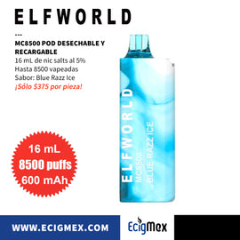 POD Desechable y Recargable ELFWold MC8500 600 mAh Hasta 8500 Vapeadas y 16 mL de Nic Salts con sabores únicos