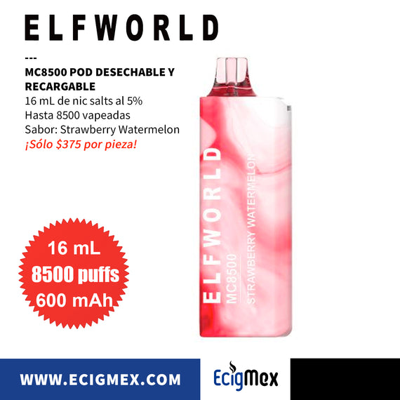 POD Desechable y Recargable ELFWold MC8500 600 mAh Hasta 8500 Vapeadas y 16 mL de Nic Salts con sabores únicos