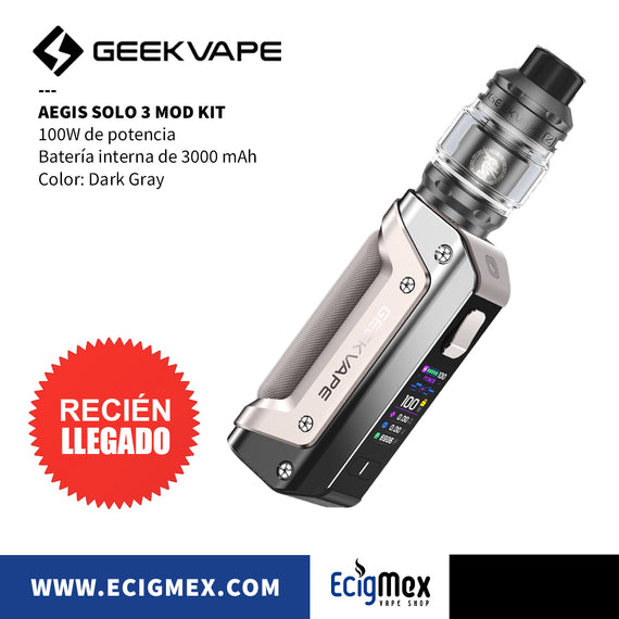 KIT MOD Vaporizador GeekVape Aegis Solo 3 Potencia 100W y Batería Interna de 3000 mAh Con Atomizador Z-Subhom 2021 Tank A prueba de Agua-Polvo-Golpes Belleza Eterna