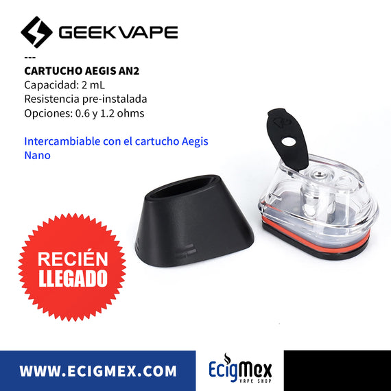 Cartucho Geek Vape Aegis Nano y Aegis Nano 2 AN2 Capacidad 2 mL Recomendado para Nic Salts