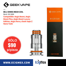 Resistencias Geekvape Serie B Boost Mesh Coil Varios Ohms compatible con vapeadores Aegis y varios más