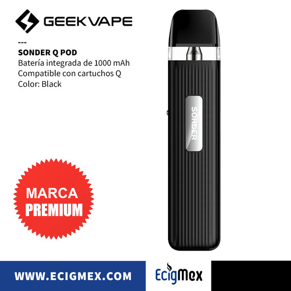 POD Vapeador Geek Vape Sonder Q Batería de 1000 mAh Vapeo MTL Cartucho Q de 0.8 ohms Ligero y Portable