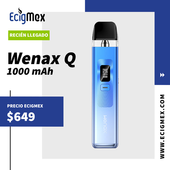 POD Vapeador Geek Vape Wenax Q Batería de 1000 mAh Vapeo MTL compatible con Cartucho Q