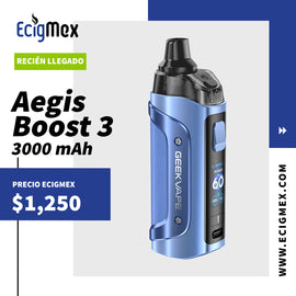 POD MOD Vaporizador GeekVape Aegis Boost 3 Batería Integrada 3000 mAh y hasta 60W de Potencia Tecnología IP68 a prueba de Agua-Golpes y Polvo