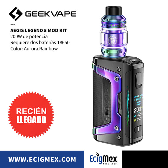 MOD KIT GeekVape Aegis Legend 5 Potencia 200W Tri-Proof IP68 Requiere 2 baterías Externas