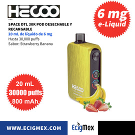 NUEVO POD Desechable Hecoo Space DTL 30K Batería de 800 mAh Pantalla indicadora de Carga y Líquido Hasta 30,000 Puffs y 20 mL de e-Liquid de 6 mg