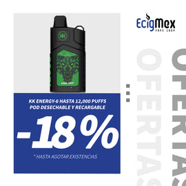 POD Desechable KK Energy-6 650 mAh Hasta 12,000 Vapeadas y 17 mL de Nic Salts