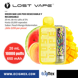 POD Desechable Recargable Lostvape Orion Bar 10K 650 mAh Hasta 10,000 Vapeadas y 20 mL de Nic Salts