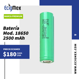Batería para vapeador Samsung 18650 25R 2500 mAh color verde