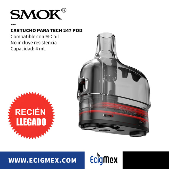 Cartucho para Smok Tech 247 Capacidad 4 mL Compatible con Nueva Serie M-Coil