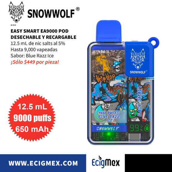 POD Desechable Recargable SnowWolf EA9000 650 mAh Hasta 9000 Vapeadas y 12.5 mL de Nic Salts