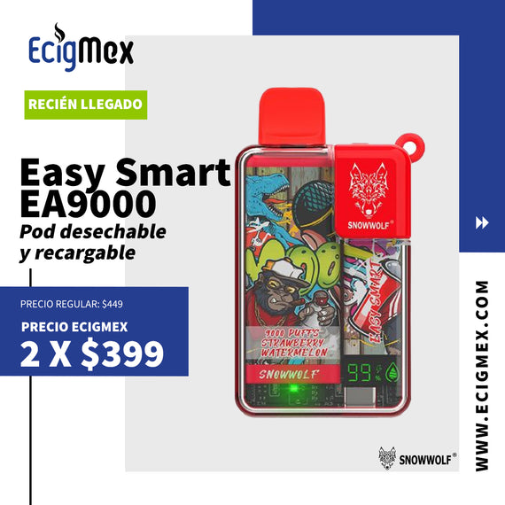 POD Desechable Recargable SnowWolf EA9000 650 mAh Hasta 9000 Vapeadas y 12.5 mL de Nic Salts