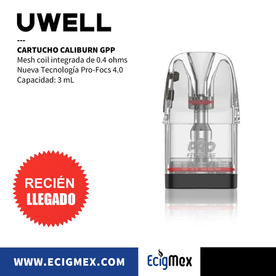 Cartucho Uwell GPP para Caliburn G4 Coil integrada y capacidad 3 mL Nueva Tec Pro-Focs
