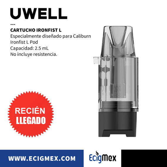Cartucho para cigarro electrónico Uwell Caliburn IronFist L con capacidad de 2.5 mL Sin Resistencia