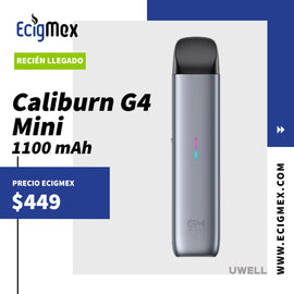 NUEVO POD Uwell Caliburn G4 MINI Batería Integrada 1100 mAh 35W de potencia y Nuevo Cartucho GPP Pequeño y Práctico