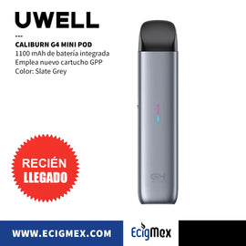 NUEVO POD Uwell Caliburn G4 MINI Batería Integrada 1100 mAh 35W de potencia y Nuevo Cartucho GPP Pequeño y Práctico