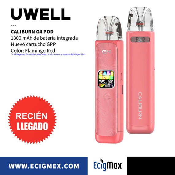 NUEVO POD Uwell Caliburn G4 Batería Integrada 1300 mAh 35W de potencia y Pantalla OLED Integrada con nuevo Cartucho GPP