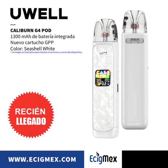 NUEVO POD Uwell Caliburn G4 Batería Integrada 1300 mAh 35W de potencia y Pantalla OLED Integrada con nuevo Cartucho GPP