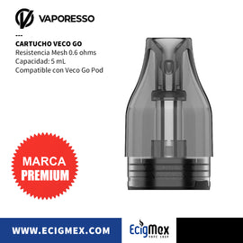 Cartucho Vaporesso VECO GO Mesh Coil de 0.6 ohms Capacidad 5 mL
