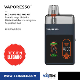 POD Inicial Vaporesso ECO NANO PRO 1000 mAh Cartucho Magnético 6 mL 0.6 ohms y hasta 25000 Vapeadas Diseño Práctico Ideal para Nic Salts