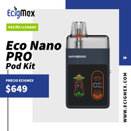 POD Inicial Vaporesso ECO NANO PRO 1000 mAh Cartucho Magnético 6 mL 0.6 ohms y hasta 25000 Vapeadas Diseño Práctico Ideal para Nic Salts