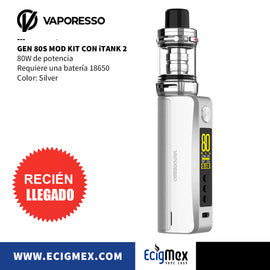 MOD KIT Vaporizador Vaporesso GEN 80S con Atomizador iTank 2 Requiere 1 batería 18650 Ultraligero y Cómodo