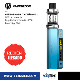 MOD KIT Vaporizador Vaporesso GEN 80S con Atomizador iTank Requiere 1 batería 18650 Ultraligero y Cómodo