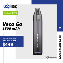 POD Inicial Vaporesso VECO GO 1500 mAh Cartucho Mesh Coil 0.6 ohms y 5 mL Diseño Pluma