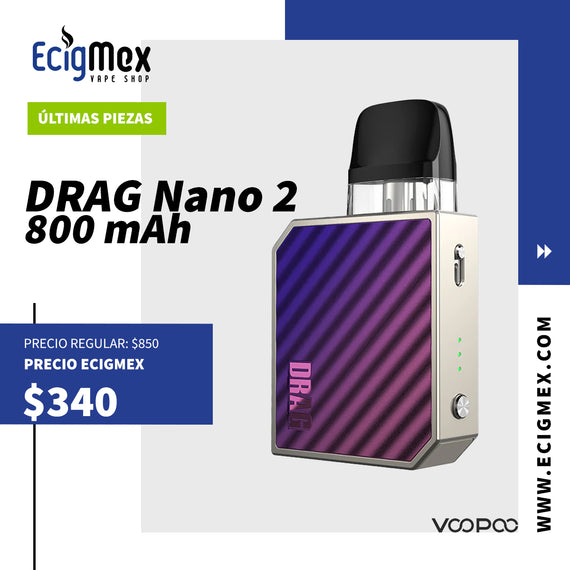 Kit Inicial POD Voopoo Drag Nano 2 Batería Integrada de 800 mAh Recomendado para Nic Salts