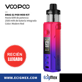 POD MOD VOOPOO Drag S2 con Cartucho PnP X Versión DTL Batería Integrada de 2500 mAh Hasta 60W de Potencia Rendimiento Máximo