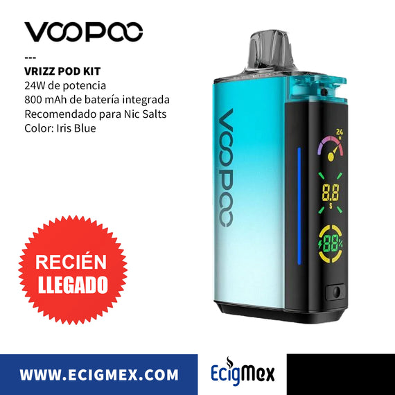 POD Vaporizador Voopoo VRizz Batería de 800 mAh Cartucho 15 mL con Resistencia Integrada Recomendado para Nic Salts