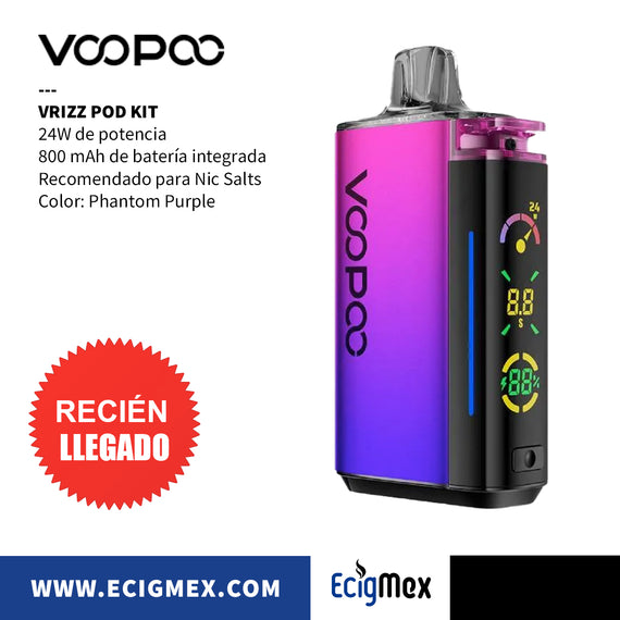 POD Vaporizador Voopoo VRizz Batería de 800 mAh Cartucho 15 mL con Resistencia Integrada Recomendado para Nic Salts