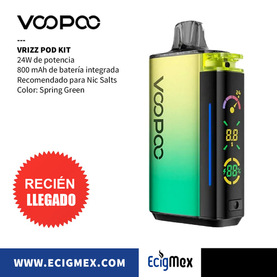 POD Vaporizador Voopoo VRizz Batería de 800 mAh Cartucho 15 mL con Resistencia Integrada Recomendado para Nic Salts