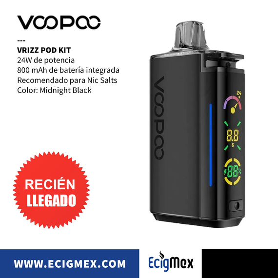 POD Vaporizador Voopoo VRizz Batería de 800 mAh Cartucho 15 mL con Resistencia Integrada Recomendado para Nic Salts