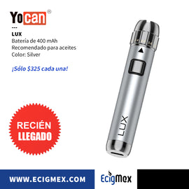 Batería Yocan Lux 510 de 400mAh Voltaje Variable Función de Precalentamiento Recomendada para aceites