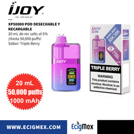 POD Desechable iJoy XP50000 Batería de 1000 mAh Pantalla indicadora de Carga y Líquido Hasta 50,000 puffs y 20 mL de Nic Salts