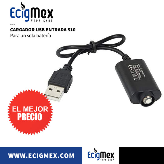 Cargador USB para eGo CE5 para 1 batería Entrada 510 Rosca
