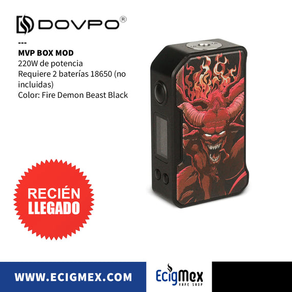 BOX MOD Dovpo MVP 220 W Requiere 2 baterías 18650 Admite Mode Potencia, Voltaje y Temperatura Diseño Minimalista y Ligero