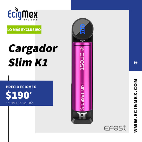 Cargador Efest Slim K1 para 1 batería de Múltiples Medidas