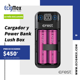 Cargador y Power Bank Efest Lush Box 2 en 1 para pilas 18650