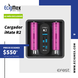 Cargador Efest iMate R2 para 2 baterías de Múltiples Medidas
