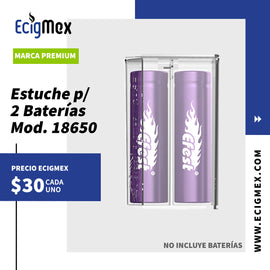 Estuche Efest Battery Case para 2 baterías 18650 color transparente