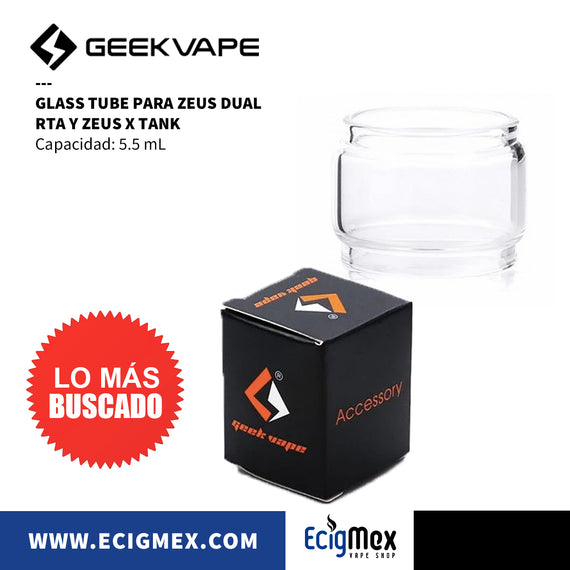 Cristal para cigarro electrónico Geekvape Glass Tube Zeus con capacidad de 5.5 mL