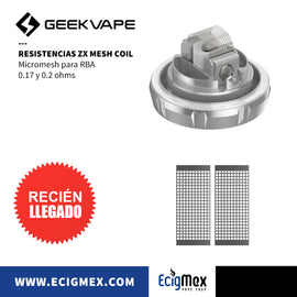 Resistencia Mesh Geek Vape Serie Z-X Micromesh Coil capacidades 0.17 y 0.2 ohms para RBA
