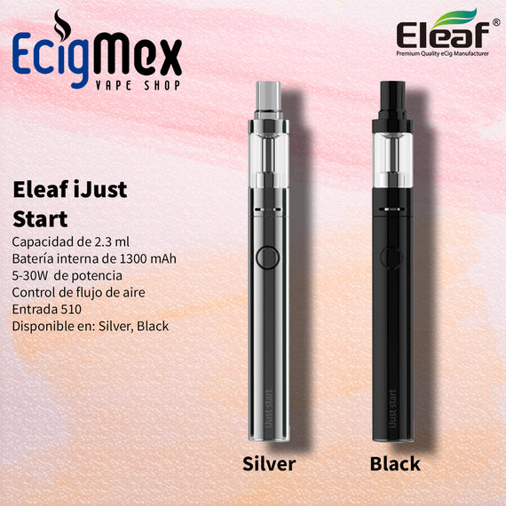 Kit Inicial Eleaf iJust Start 1300 mAh plata y negro ajustable