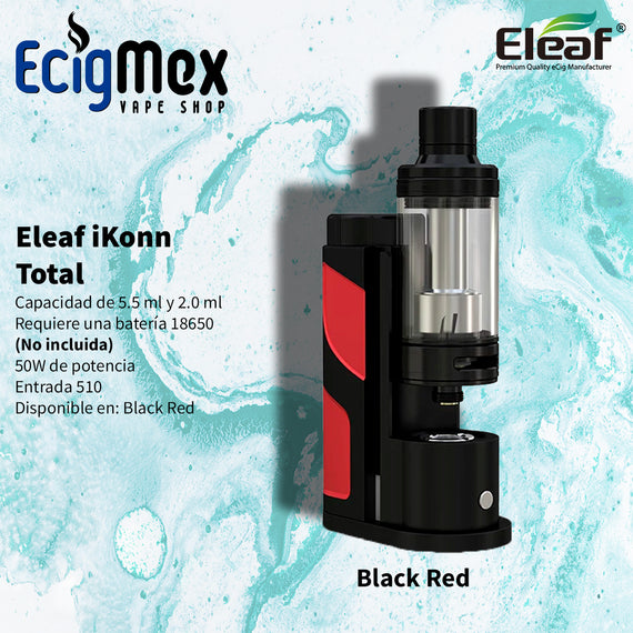 Kit Inicial Eleaf iKonn Total 5.5mL y 2.0mL negro/ rojo compacto y elegante