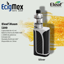 Kit Inicial Eleaf iKuun con Melo 4 4600 mAh plata desmontable