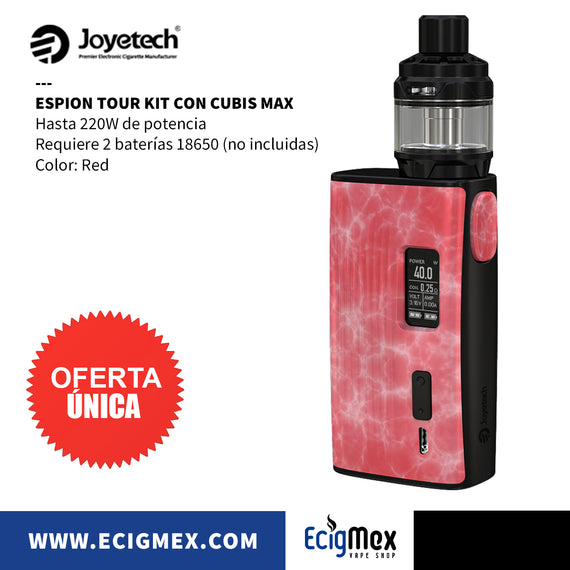 Vaporizador Joyetech Espion Tour Kit 220 W con Cubis Max Tank Requiere 2 baterías 18650 Diseño ergonómico