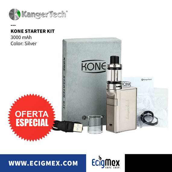 Kit Inicial Kangertech Kone 3000 mAh Batería Integrada Plata y Negro con sistema PGOCC